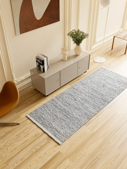 Leather Rug, Light Grey